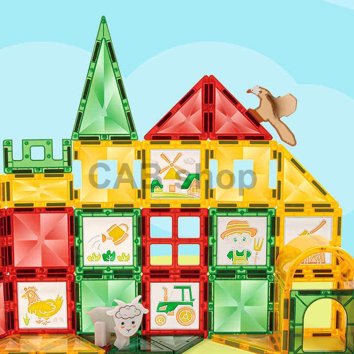 Magnetická stavebnica Window Art Farm 46ks - Magnetic Tiles