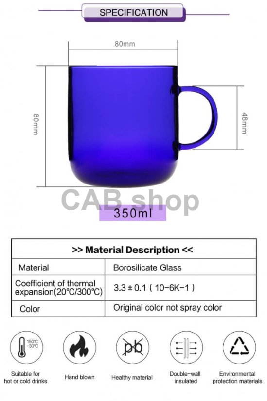 Mug with one glass 350ml - pink