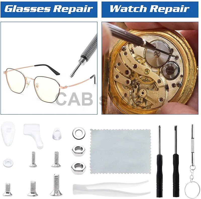 627 db-os szemüveg készlet a szemüvegek javításához tartozékokkal