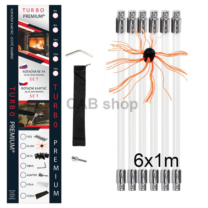 Rotační kartáč na čištění komínů TURBO Premium® - 6m