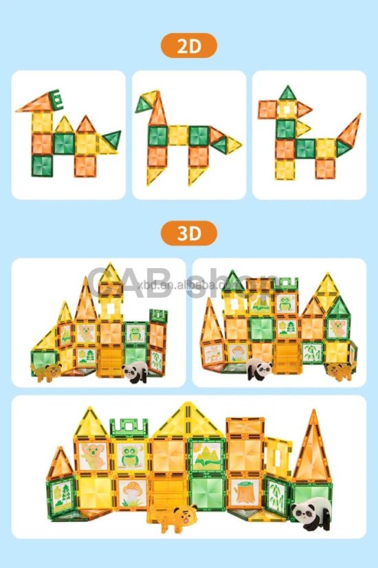 Mágneses építőkészlet Window Art Jungle 47ks - Magnetic Tiles
