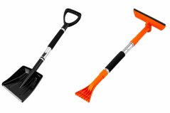 Foldable telescopic snow shovel and 2-in-1 ice scraper for car – 1 connecting rod