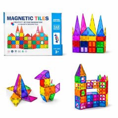 Mágneses építőkészlet gyerekeknek 112 db-os készlet – Magnetic Tiles