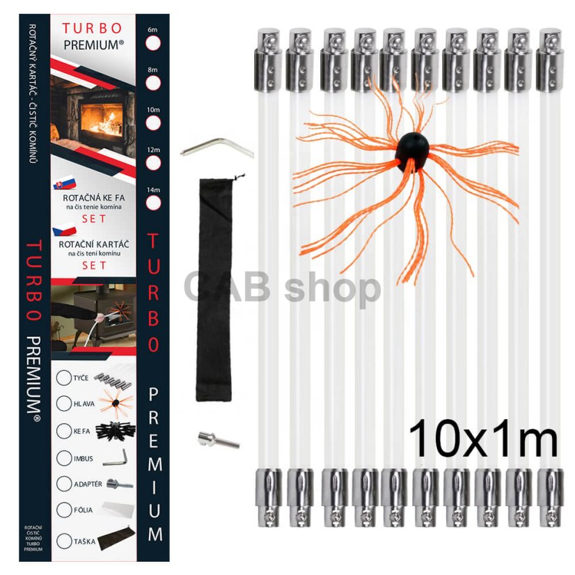 Obrotowa szczotka do czyszczenia komina TURBO Premium® - 10m