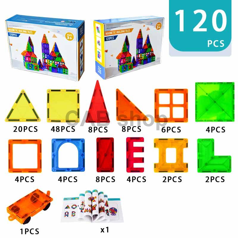 Klocki magnetyczne dla dzieci zestaw 120 szt. - Magnetic Building Tiles