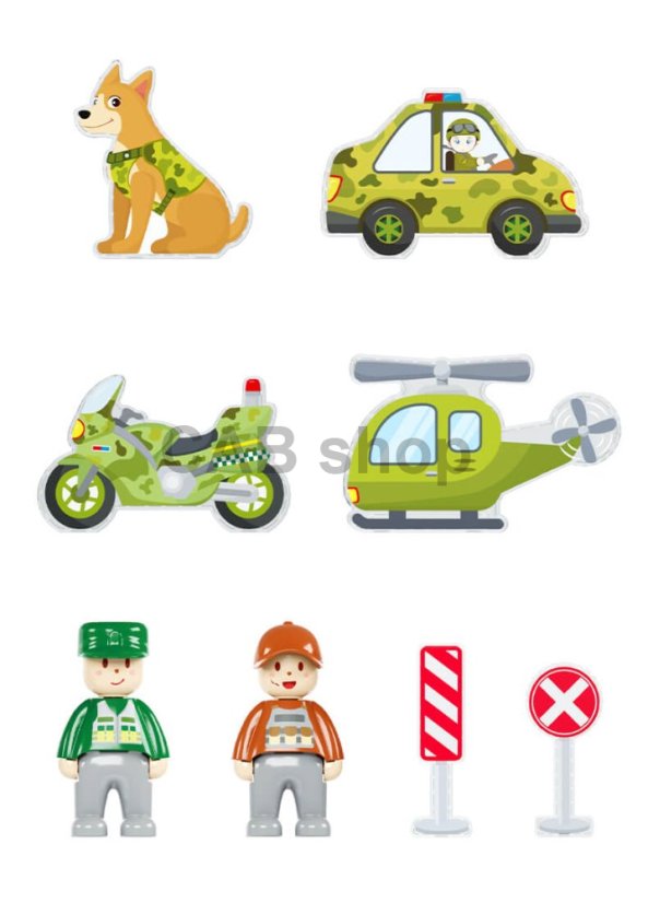 Klocki magnetyczne Military Camp Magnetic Tiles – baza wojskowa, 56 el.
