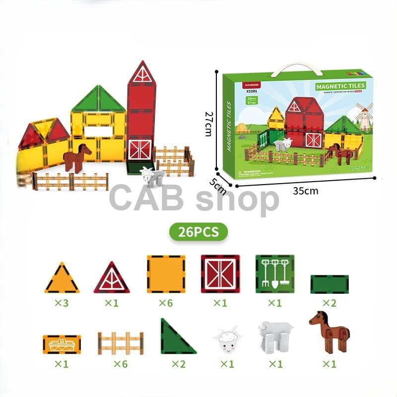 Magnetická stavebnica Farm sada 26ks - Magnetic Tiles