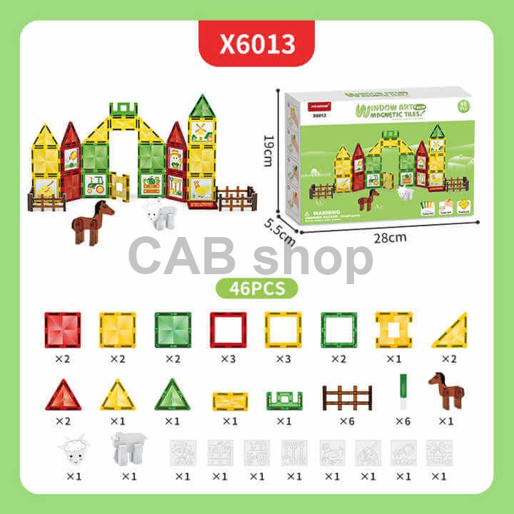 Magnetická stavebnica Window Art Farm 46ks - Magnetic Tiles