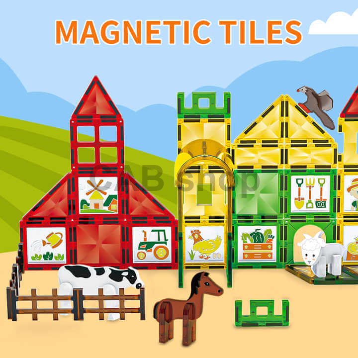 Magnetická stavebnica Window Art Farm 46ks - Magnetic Tiles