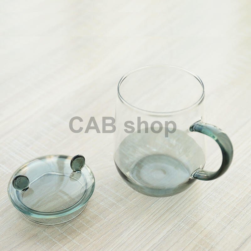 Mug with one glass and lid - transparent black