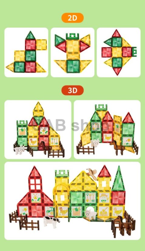 Magnetická stavebnica Window Art Farm 80ks - Magnetic Tiles