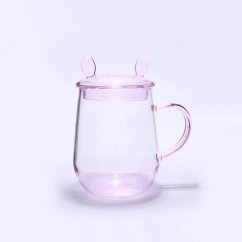 Hrnček s jedným sklom a viečkom - pink
