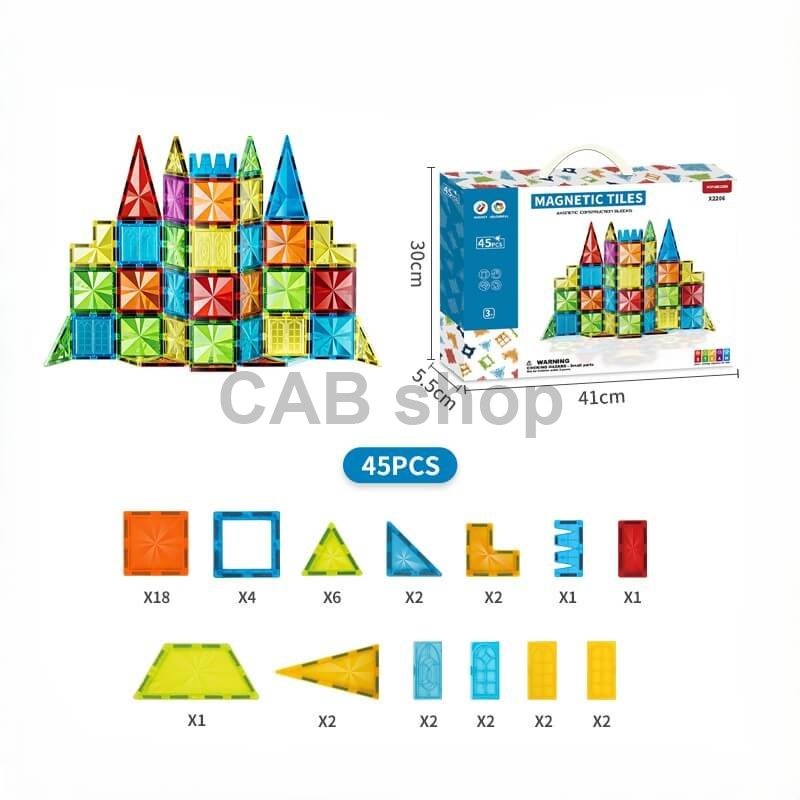 Magnetic building kit Diamond 45pcs set - Magnetic Tiles