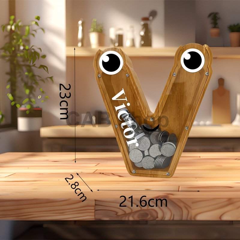 Pokladnička dřevěná - Písmenko V