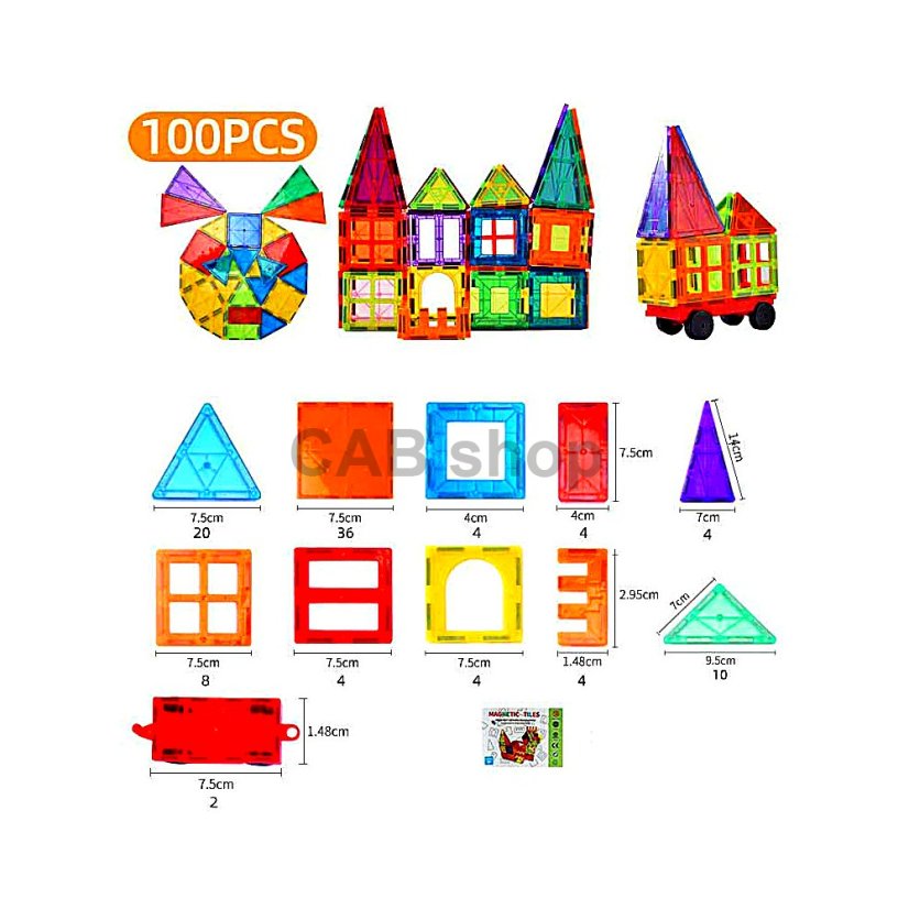 Magnetická stavebnice pro děti sada 100ks – Magnetic Tiles II