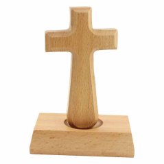 Krzyż drewniany 05 na podstawie 12,5 cm
