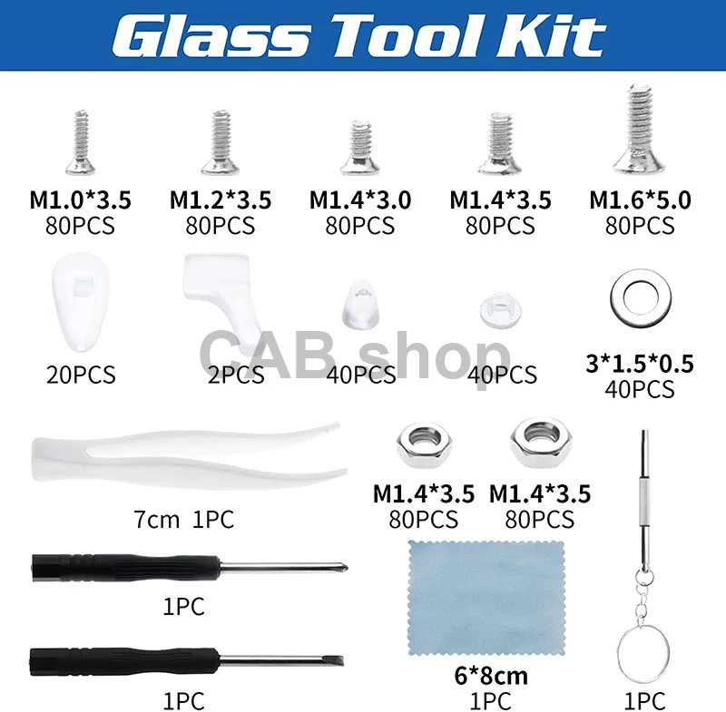 627 db-os szemüveg készlet a szemüvegek javításához tartozékokkal