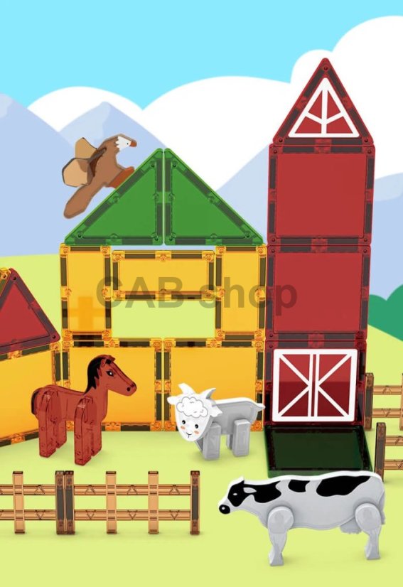 Magnetická stavebnica Farm sada 46ks - Magnetic Tiles