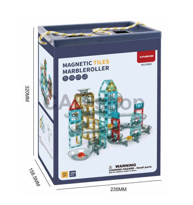Magnetni gradbeni set Marble Roller 100 delni set - Magnetic Tiles