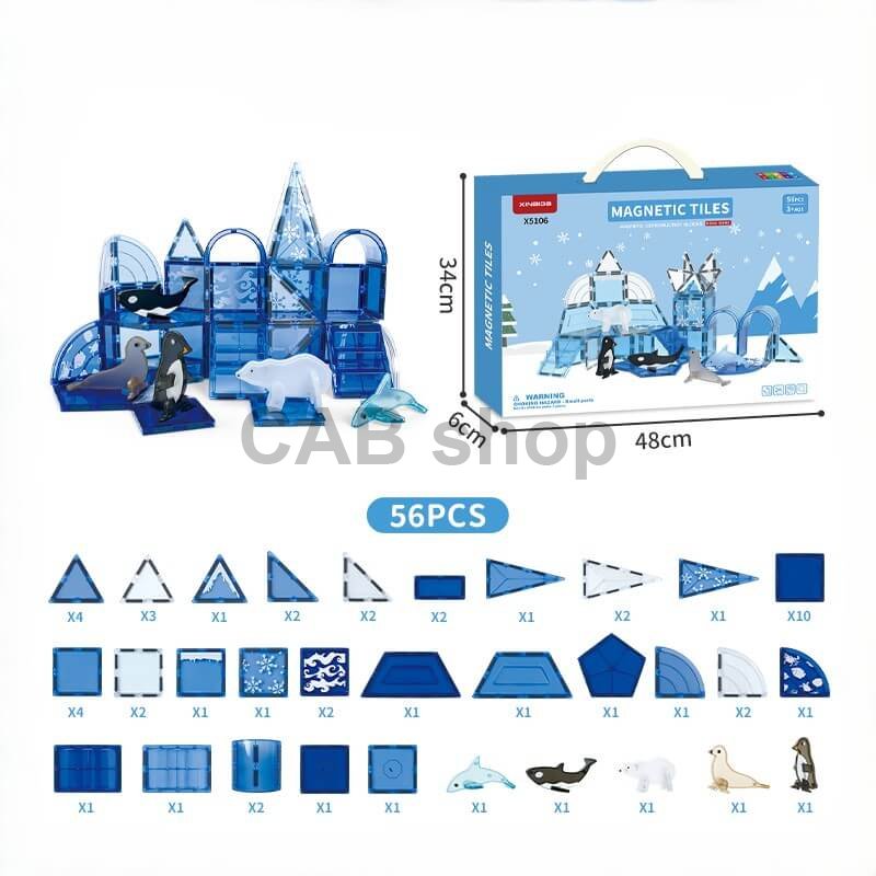 Magnetic building kit Ocean set of 56 pieces - Magnetic Tiles