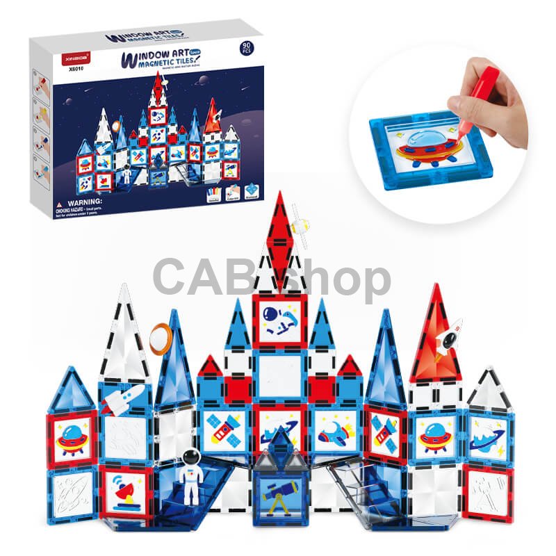 Magnetická stavebnice Window Art Space 90ks - Magnetic Tiles