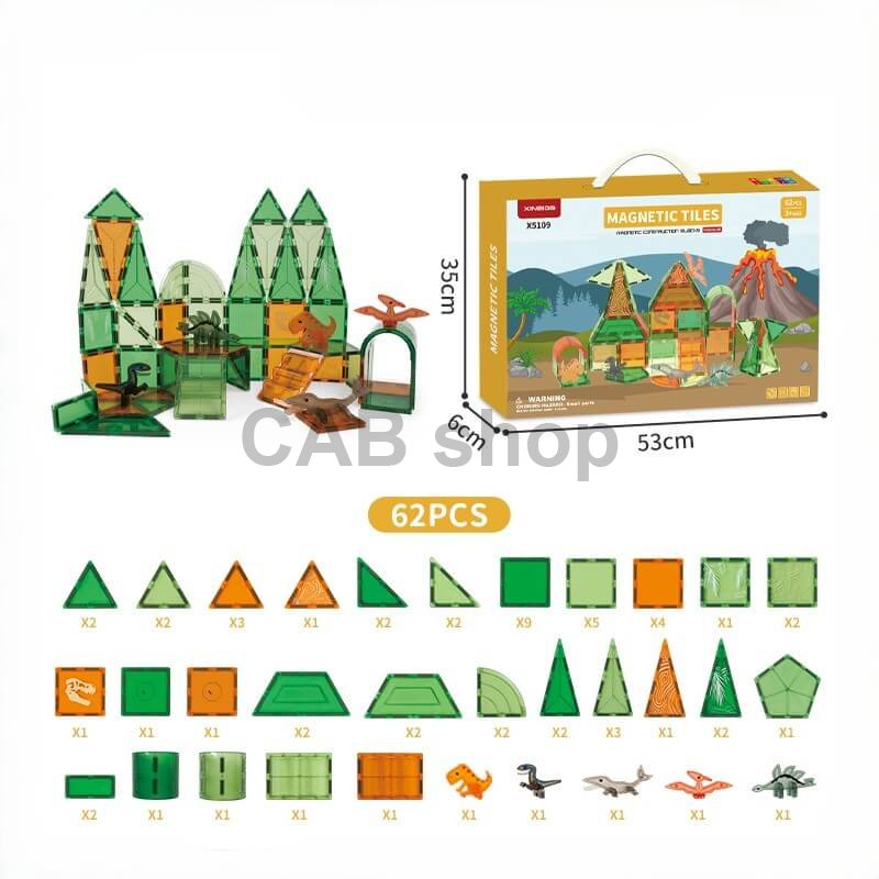 Magnetická stavebnice Dinosaur  sada 62ks – Magnetic Tiles