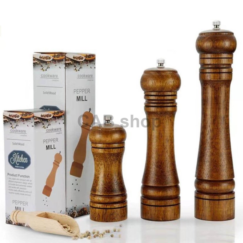 Wooden manual pepper or salt grinder - 22cm