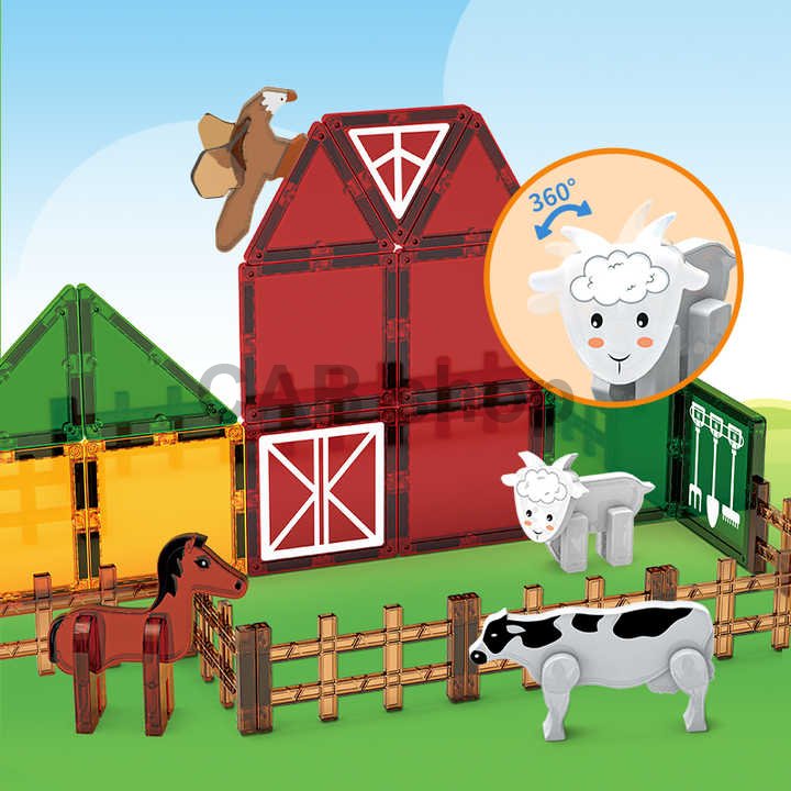 Magnetická stavebnica Farm sada 46ks - Magnetic Tiles