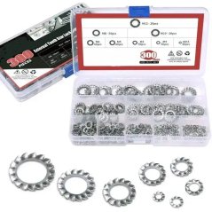 External Tooth Star Lock Washer Assortment Kit M2.5 – M12, 300 pcs
