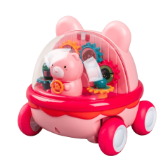 Naťahovacie autíčko pre deti Medvedík - ružové