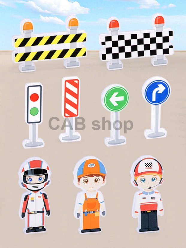 Klocki magnetyczne Racing Track Magnetic Tiles – tor wyścigowy, 75 el.