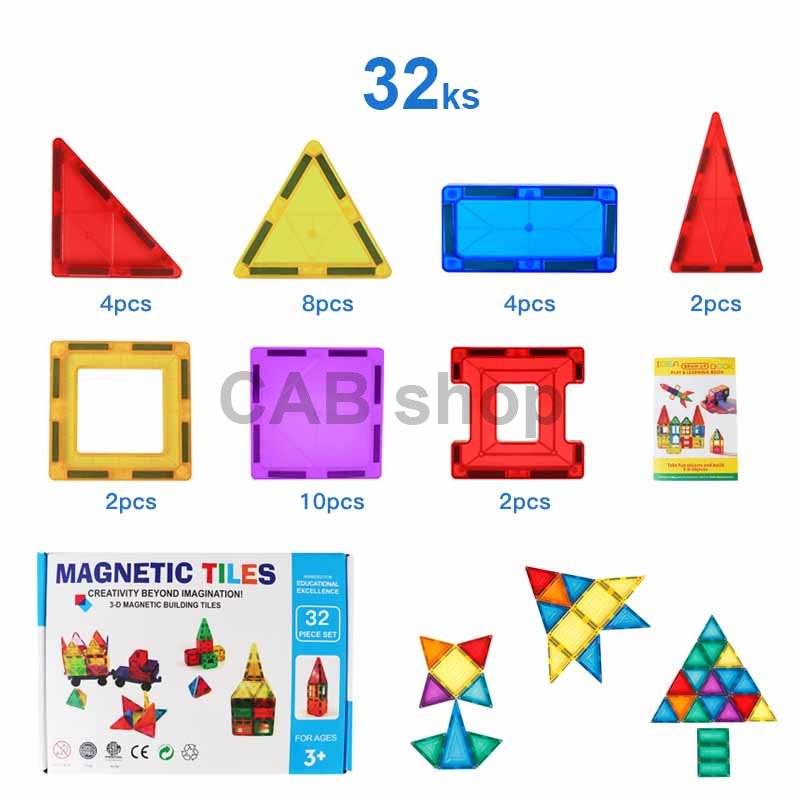 Magnetická stavebnica - 32ks – Magnetic Tiles