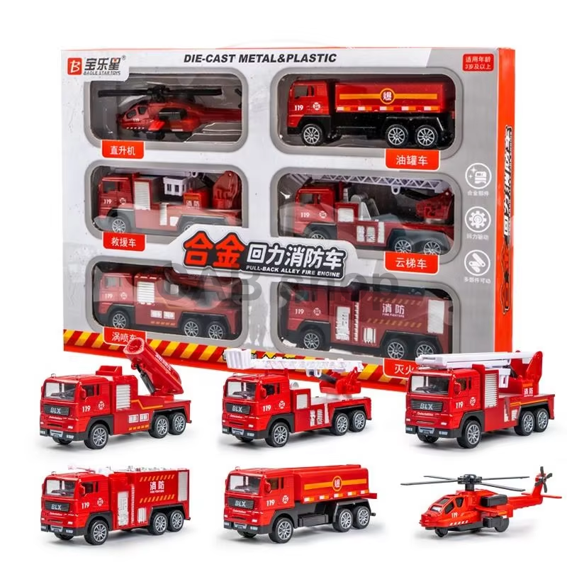Požiarnické autíčka balenie 6ks - Fire Car set