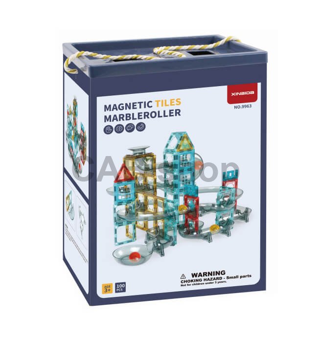 Magnetni gradbeni set Marble Roller 100 delni set - Magnetic Tiles