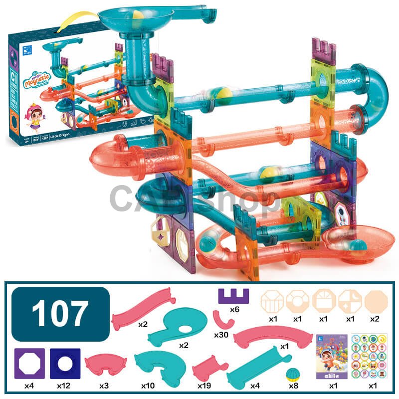 Mágneses építőkocka Lite Dragon 107 db-os készlet - Magic Magnetic Blocks