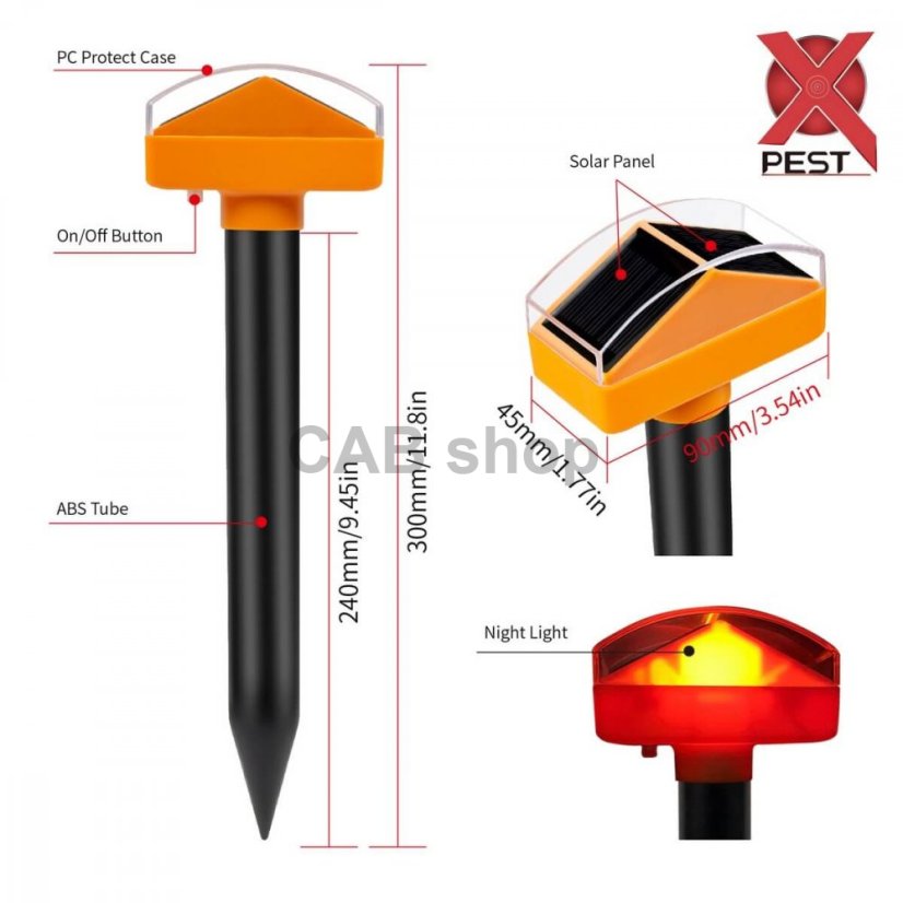 Xpest Solar ultrahangos vakondriasztó LED lámpával