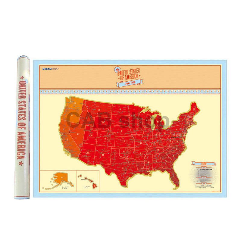 Stírací mapa světa USA 82,5 × 59,5 cm