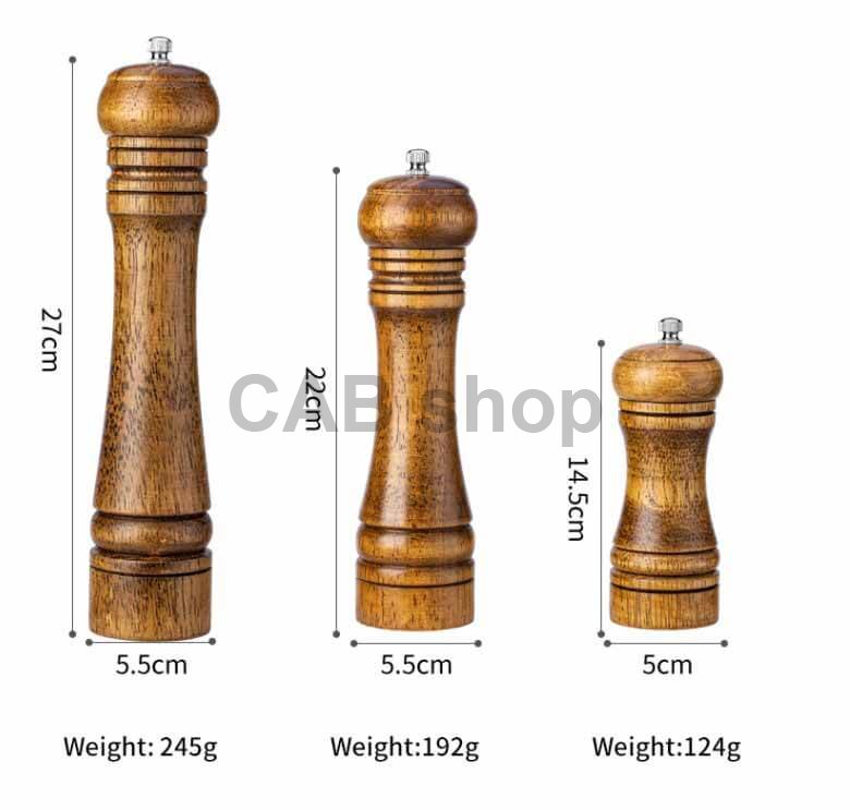 Wooden manual pepper or salt grinder - 22cm