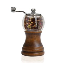 Wooden manual pepper or salt grinder - designer dark