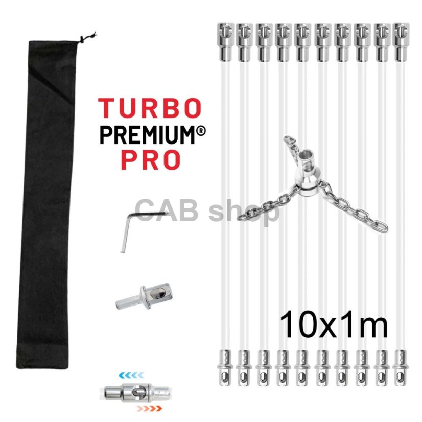Obrotowa szczotka do czyszczenia komina z główką łańcuchową TURBO Premium® PRO - 10m