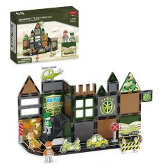 Magnetická stavebnica Military Camp Magnetic Tiles – vojenská základňa, 38 ks