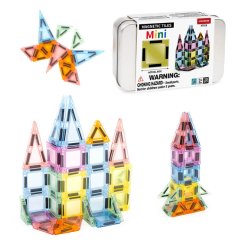 Magnetická stavebnica Magnetic Tiles Mini 30 ks v kovovej dóze