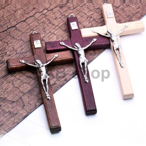 Dřevěný kříž na zeď 12cm světlý