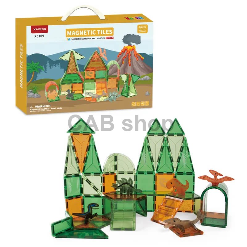 Magnetická stavebnice Dinosaur  sada 62ks – Magnetic Tiles