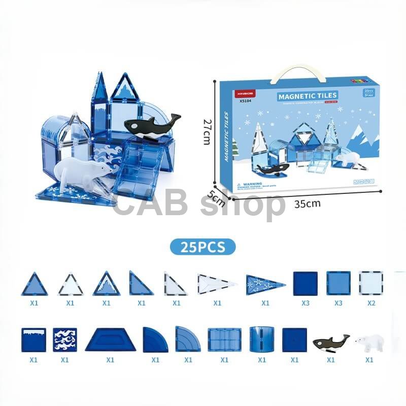 Magnetic building kit Ocean set of 25 pieces - Magnetic Tiles