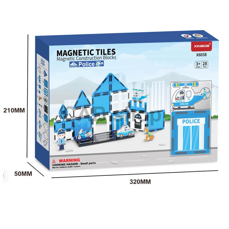 Magnetická stavebnice Police 28ks – Magnetic Tiles