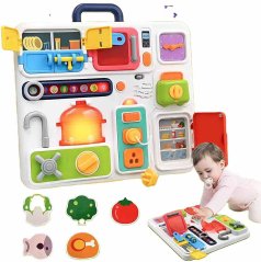 Montessori kuchynka Busy Board svetelná tabuľa so zvukovými efektmi
