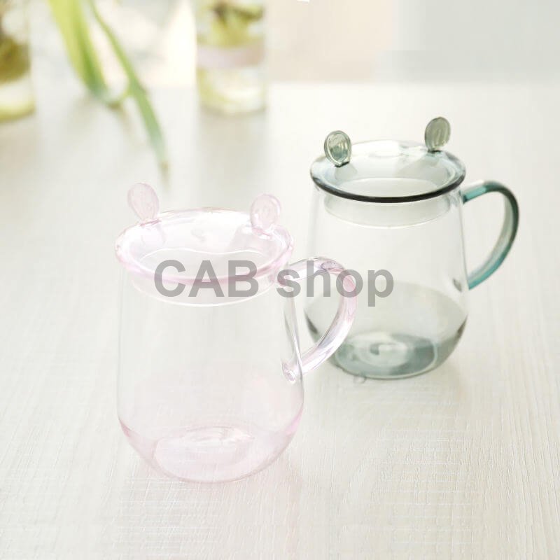 Mug with one glass and lid - transparent black