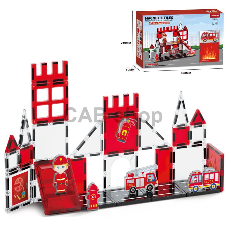 Magnetická stavebnice Fire Control 32ks – Magnetic Tiles
