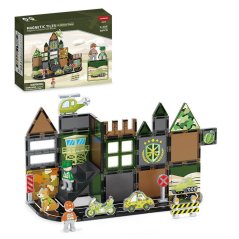 Magnetická stavebnice Military Camp Magnetic Tiles – vojenská základna, 38 ks